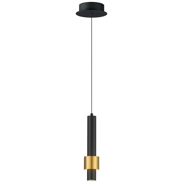 Image 1 ET2 Reveal 2 3/4" Wide Matte Black and Gold LED Mini Pendant