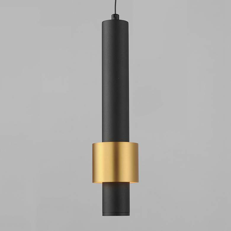 Image 2 ET2 Reveal 2 3/4" Wide Matte Black and Gold LED Mini Pendant more views