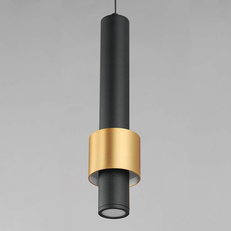 Image 3 ET2 Reveal 2 3/4" Wide Matte Black and Gold LED Mini Pendant more views