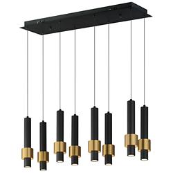 ET2 Reveal 32" Wide Black and Brass LED Multi-Light Pendant