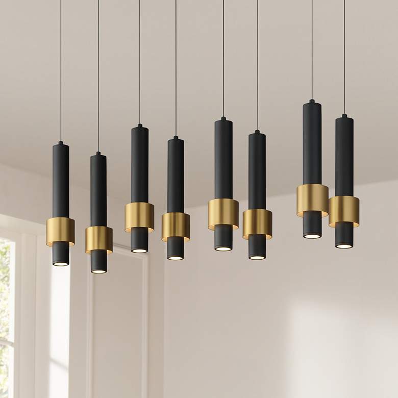Image 1 ET2 Reveal 32" Wide Black and Brass LED Multi-Light Pendant