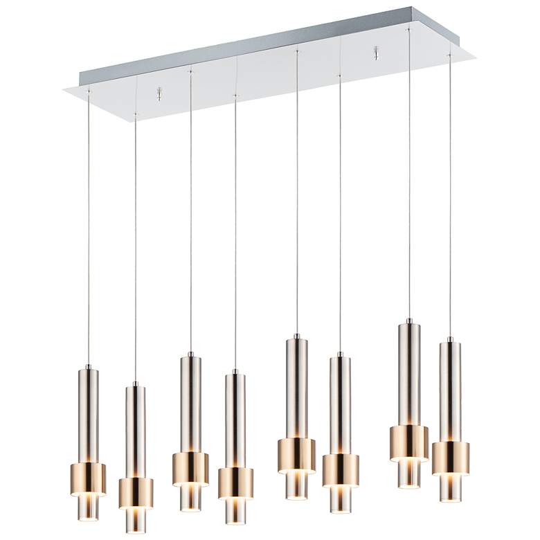 Image 1 ET2 Reveal 32 inchW Nickel Brass Linear LED Multi-Light Pendant