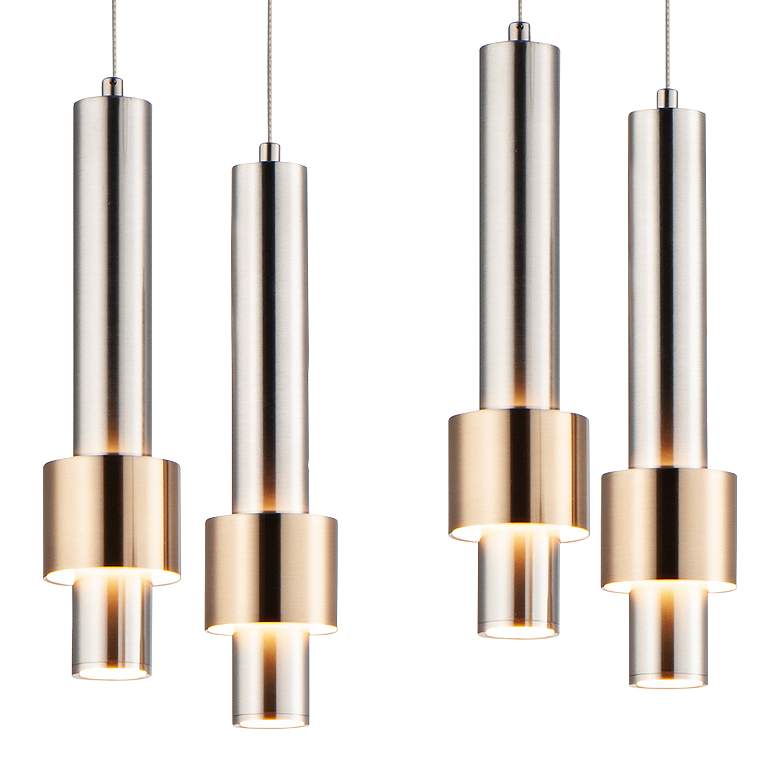 Image 2 ET2 Reveal 32"W Nickel Brass Linear LED Multi-Light Pendant more views