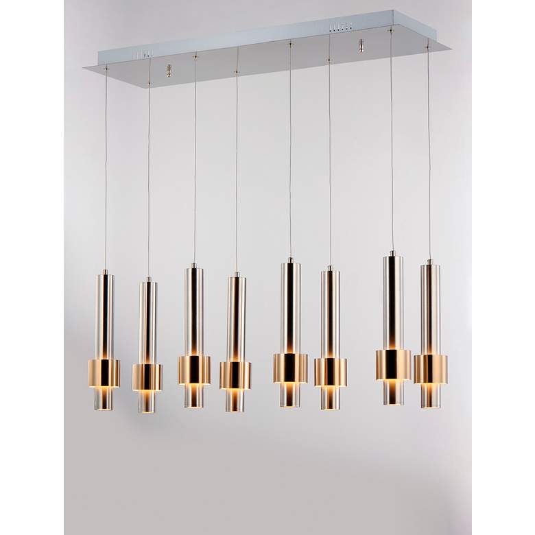 Image 3 ET2 Reveal 32"W Nickel Brass Linear LED Multi-Light Pendant more views
