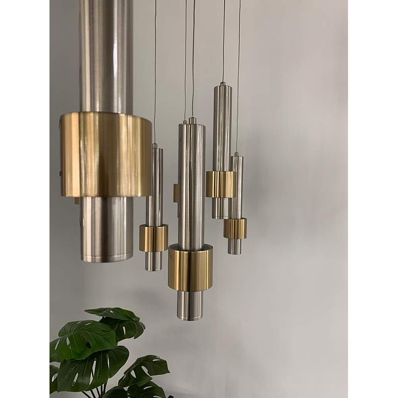 Image 5 ET2 Reveal 32"W Nickel Brass Linear LED Multi-Light Pendant more views