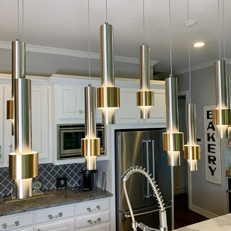 Image 6 ET2 Reveal 32"W Nickel Brass Linear LED Multi-Light Pendant more views