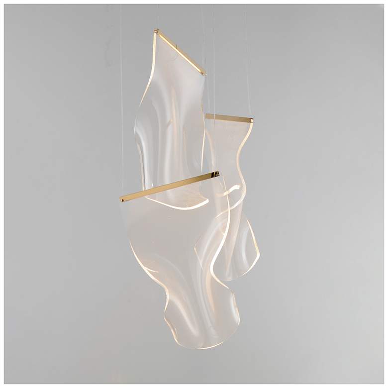 Image 2 ET2 Rinkle 15 3/4" French Gold 3-Light LED Multi Pendant more views