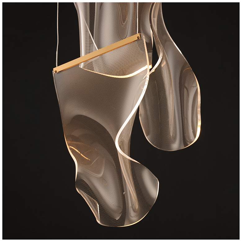 Image 3 ET2 Rinkle 15 3/4" French Gold 3-Light LED Multi Pendant more views