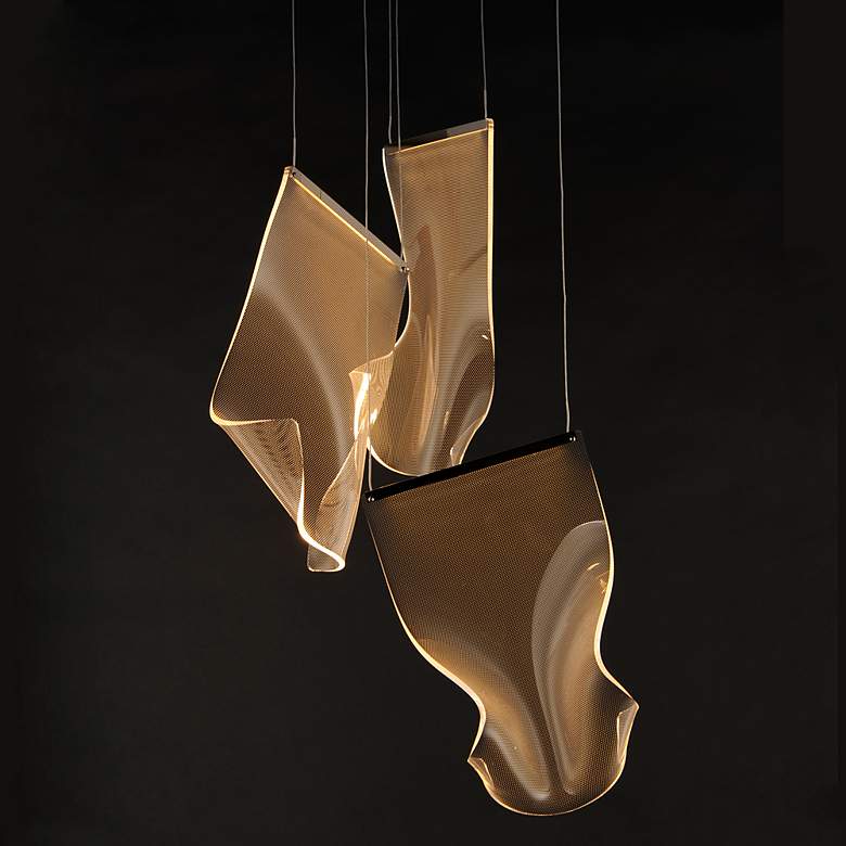 Image 1 ET2 Rinkle 15 3/4"W Polished Chrome LED Multi-Light Pendant