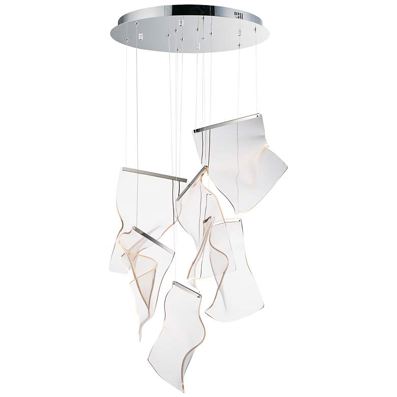 Image 2 ET2 Rinkle 21 1/2"W Polished Nickel LED Multi Light Pendant
