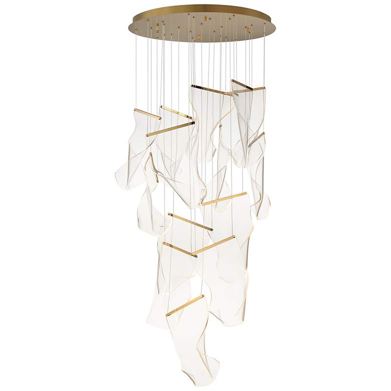 Image 1 ET2 Rinkle 27 1/2" Wide French Gold Multi-Light LED Pendant