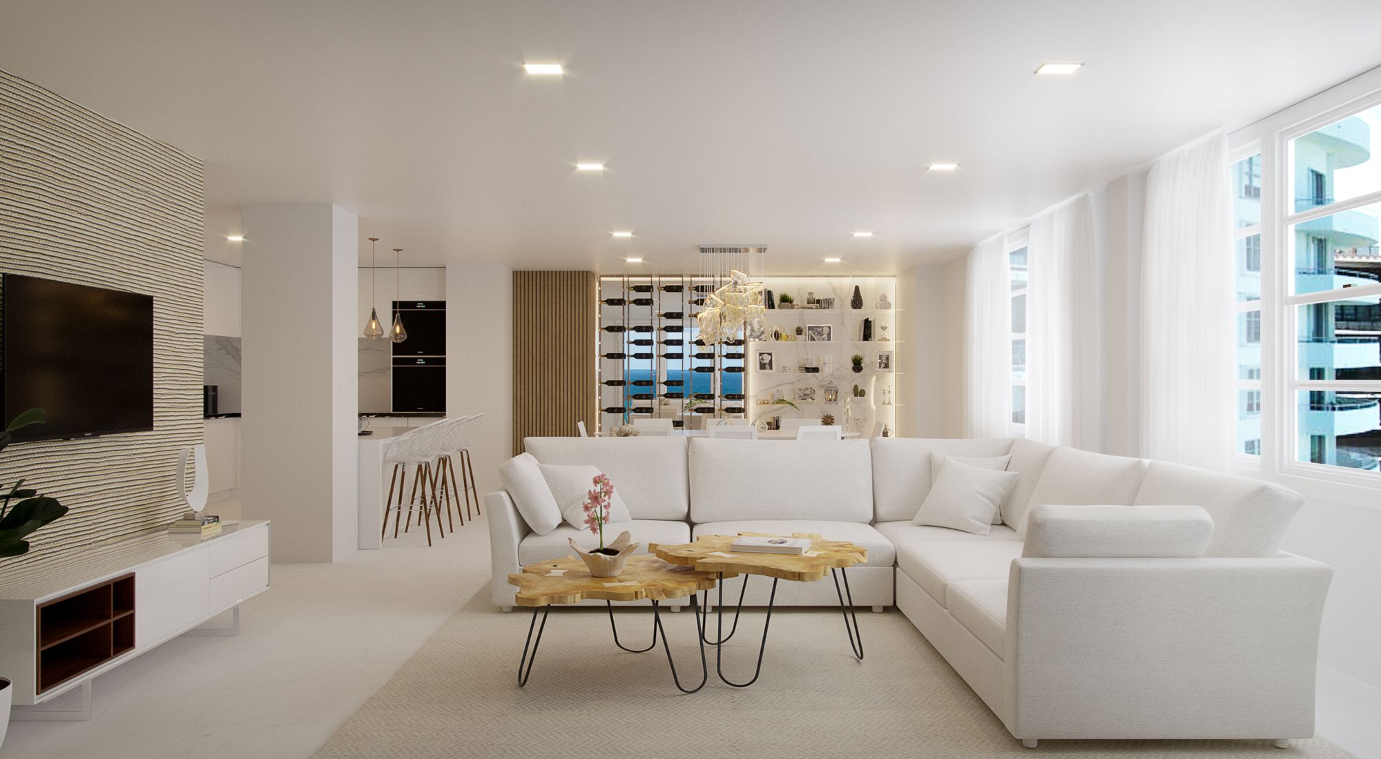 ET2 Rinkle 35 1/2" Wide Polished Chrome 13-Light LED Pendant