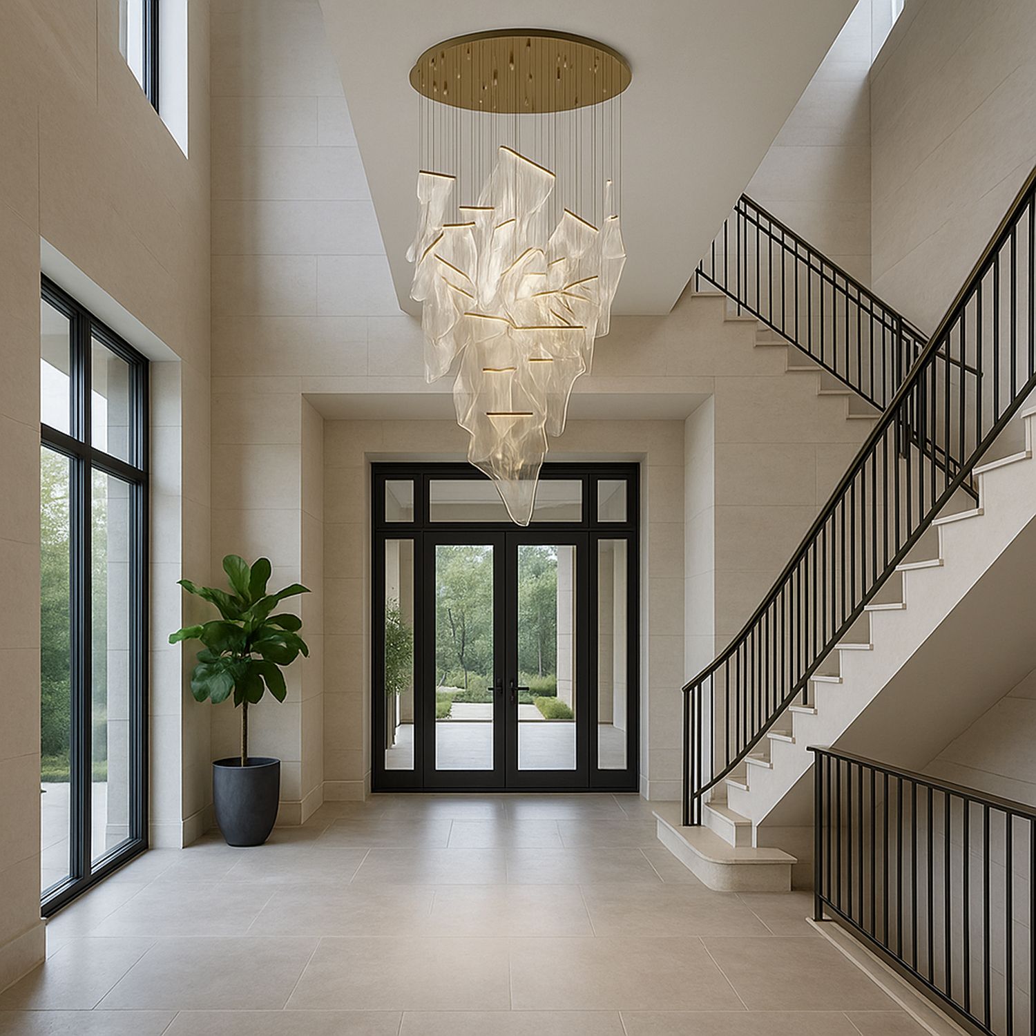 ET2 Rinkle 36 1/4" Wide French Gold LED Multi-Light Pendant
