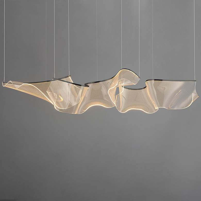 Image 1 ET2 Rinkle 57 1/2" Wide Brushed Gunmetal LED Linear Pendant