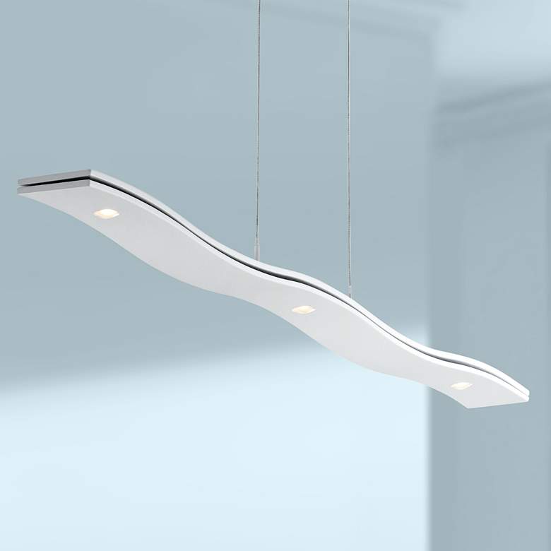 Image 1 ET2 Roller 37 inch Wide Matte White Modern Linear LED Pendant Light