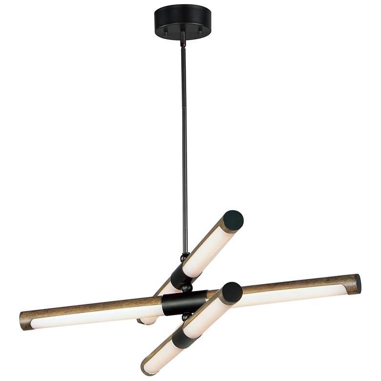 Image 2 ET2 Rollo 28" Wide Antique Pecan Black 6-Light LED Pendant
