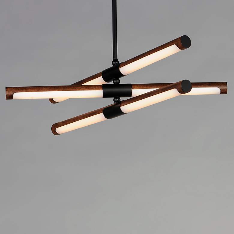 Image 1 ET2 Rollo 28" Wide Antique Pecan Black 6-Light LED Pendant
