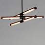 1_ET2 Rollo 28" Wide Antique Pecan Black 6-Light LED Pendant