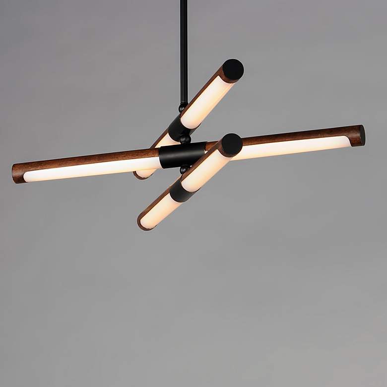 Image 5 ET2 Rollo 28" Wide Antique Pecan Black 6-Light LED Pendant more views