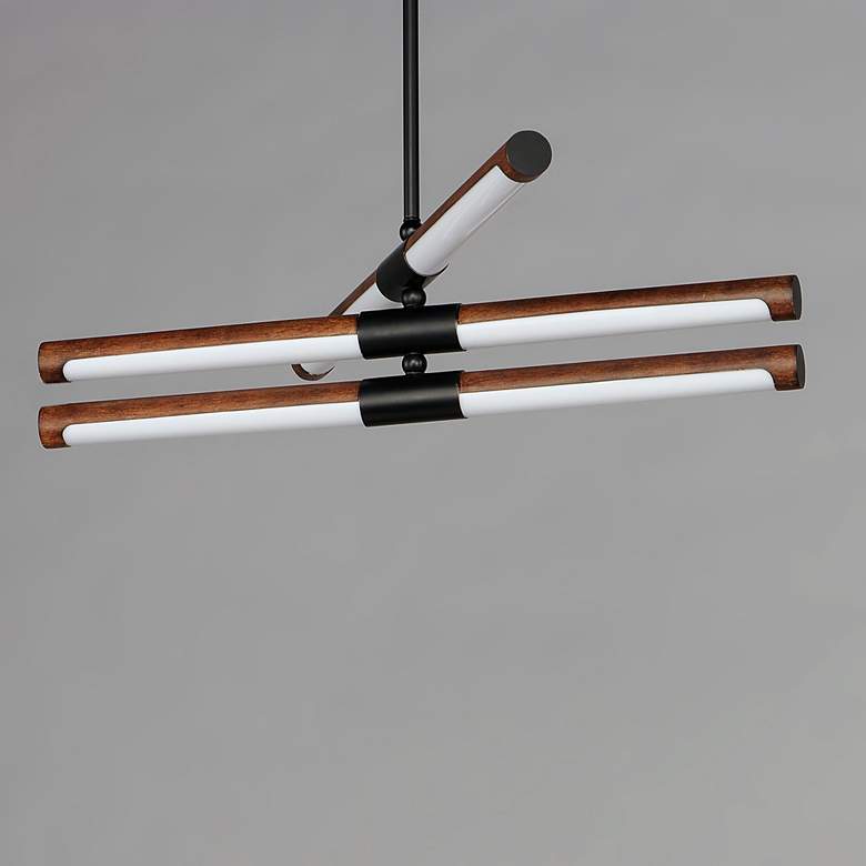 Image 6 ET2 Rollo 28" Wide Antique Pecan Black 6-Light LED Pendant more views