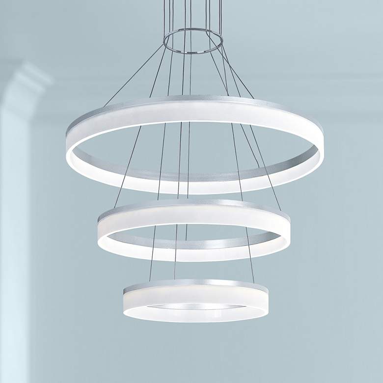 Image 1 ET2 Saturn 31 3/4"W Metallic Silver LED Multi Light Pendant