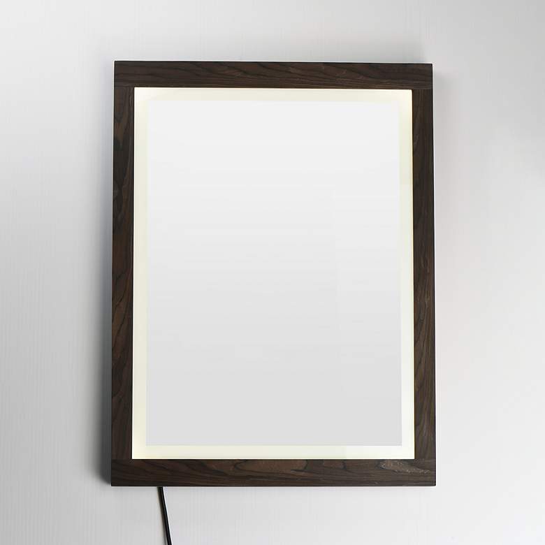 Image 2 ET2 Sawyer 24" x 32" Walnut Framed LED Mirror more views