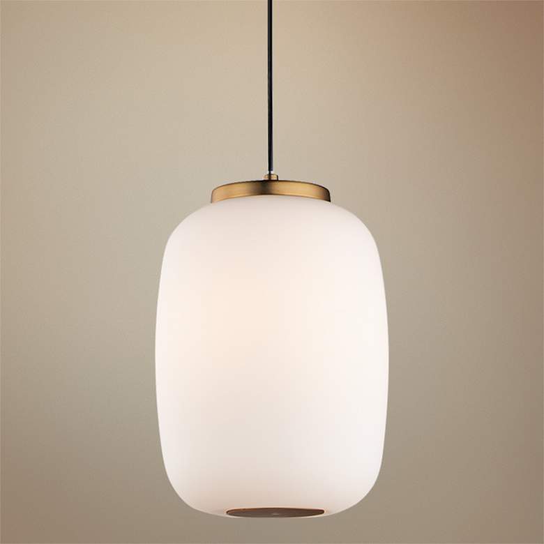 Image 1 ET2 Soji 10 3/4 inch High Satin White Glass LED Mini Pendant