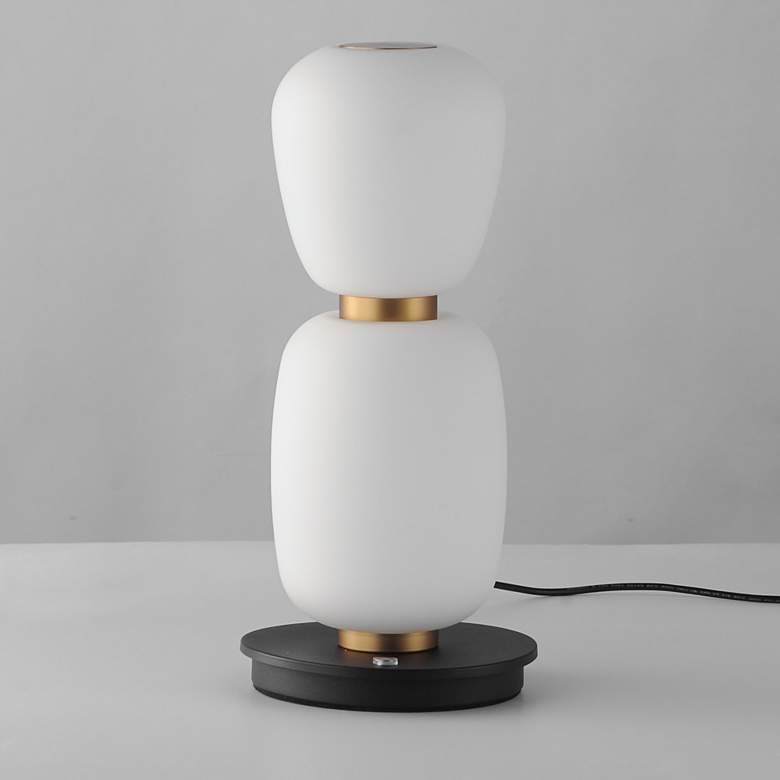 Image 2 ET2 Soji 13" Black/Gold Double Stack Portable Lamp more views