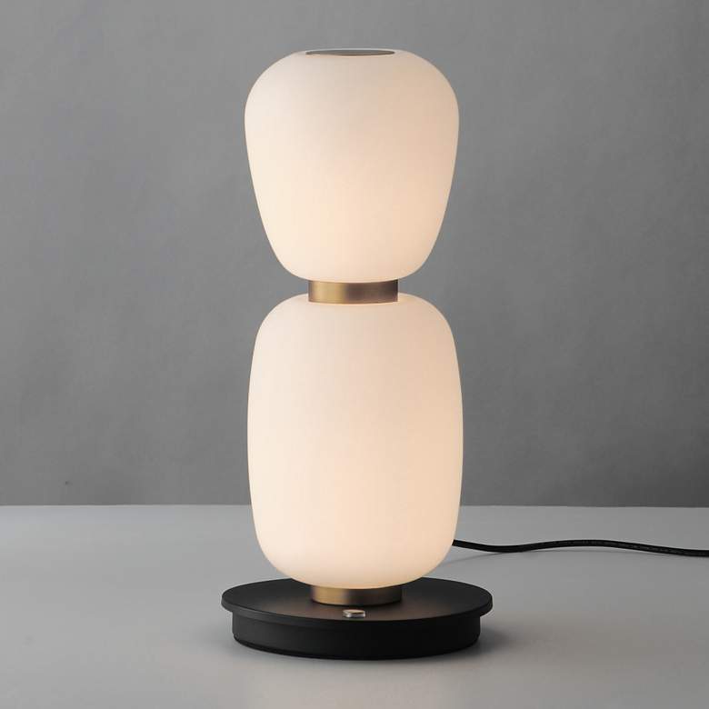 Image 3 ET2 Soji 13" Black/Gold Double Stack Portable Lamp more views