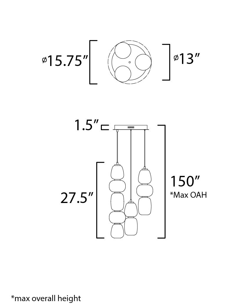 ET2 Soji 15.8" Wide Modern LED Multi-Light Lantern Pendant