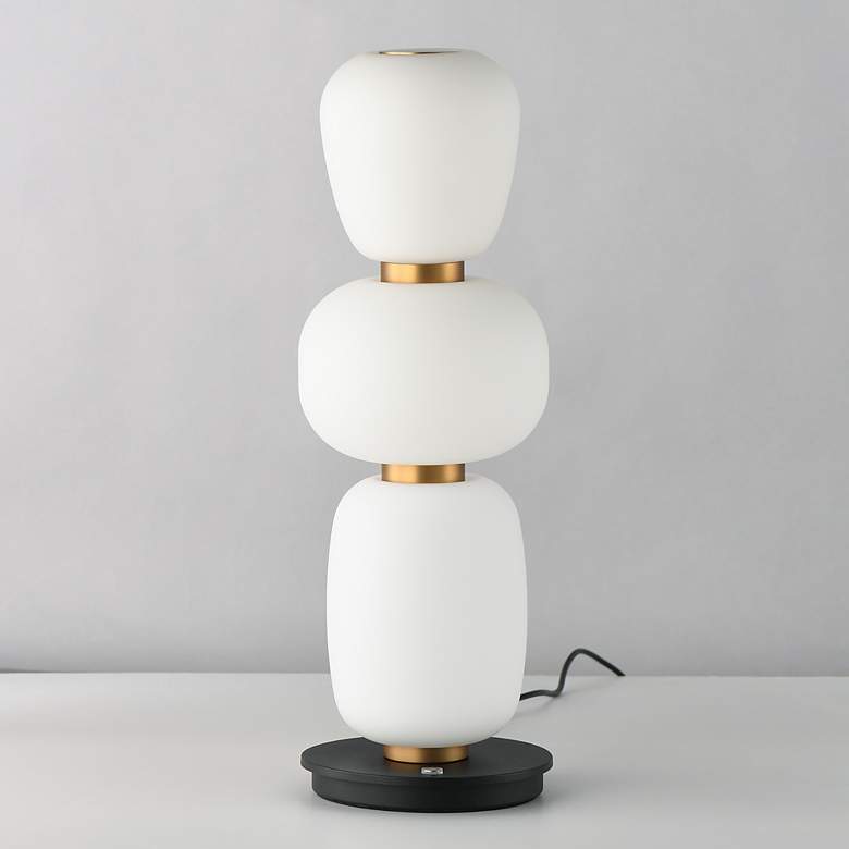 Image 2 ET2 Soji 17 1/2" Black/Gold Triple Stack Portable Lamp more views