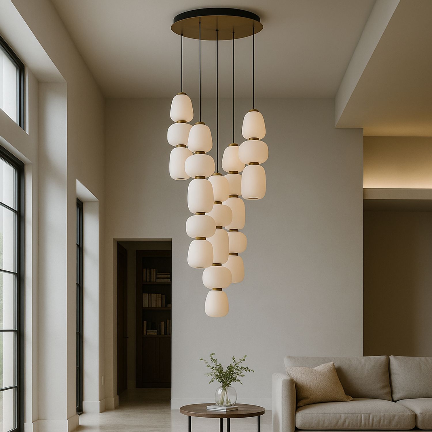 Image 7 ET2 Soji 23 1/2" Wide Black/Gold 5-Light Chandelier more views