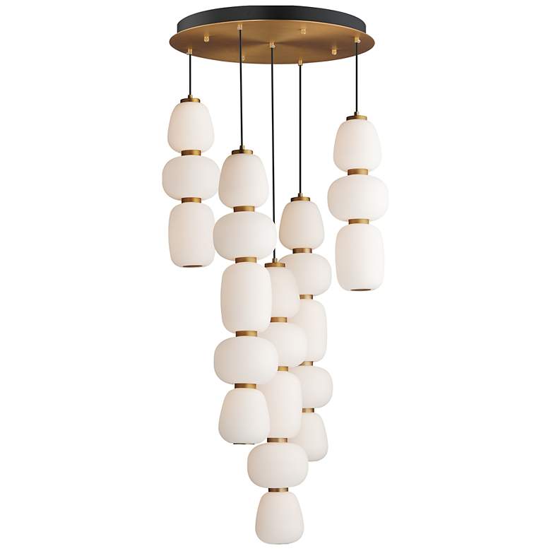 Image 1 ET2 Soji 23 1/2" Wide Black/Gold 5-Light Chandelier