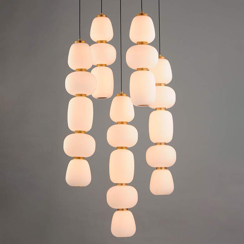 Image 3 ET2 Soji 23 1/2" Wide Black/Gold 5-Light Chandelier more views