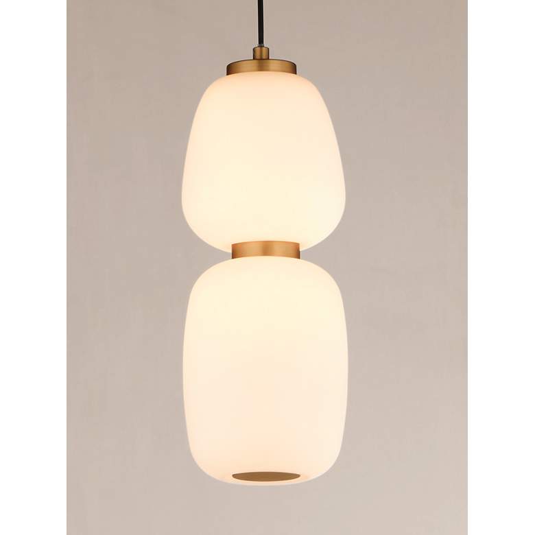 Image 4 ET2 Soji 4 3/4" Wide Satin White Glass LED Mini Pendant more views