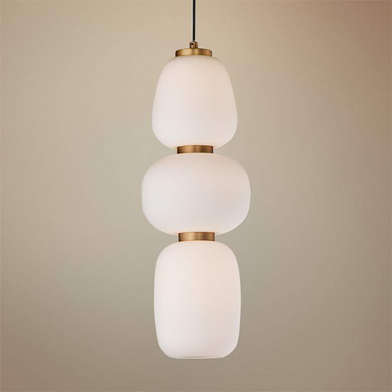 Image 1 ET2 Soji 6 inch Wide Satin White Glass LED Mini Pendant Light