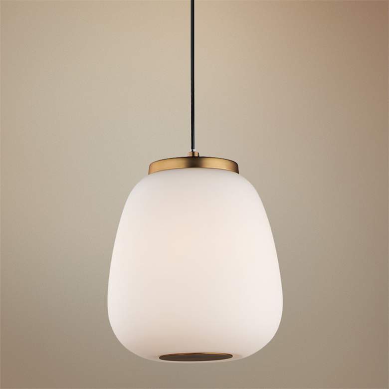 Image 1 ET2 Soji 8 3/4" High Satin White Glass LED Mini Pendant