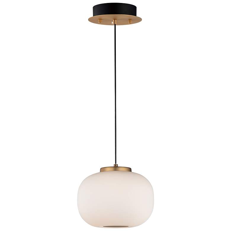 Image 2 ET2 Soji 9 inch Wide Satin White Glass Modern LED Mini Pendant Light