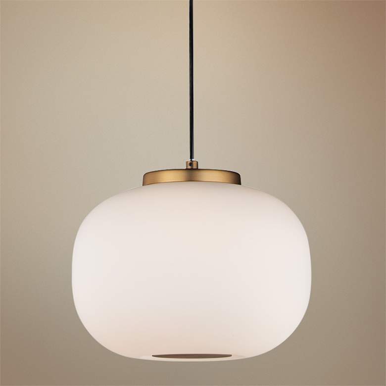 Image 1 ET2 Soji 9 inch Wide Satin White Glass Modern LED Mini Pendant Light