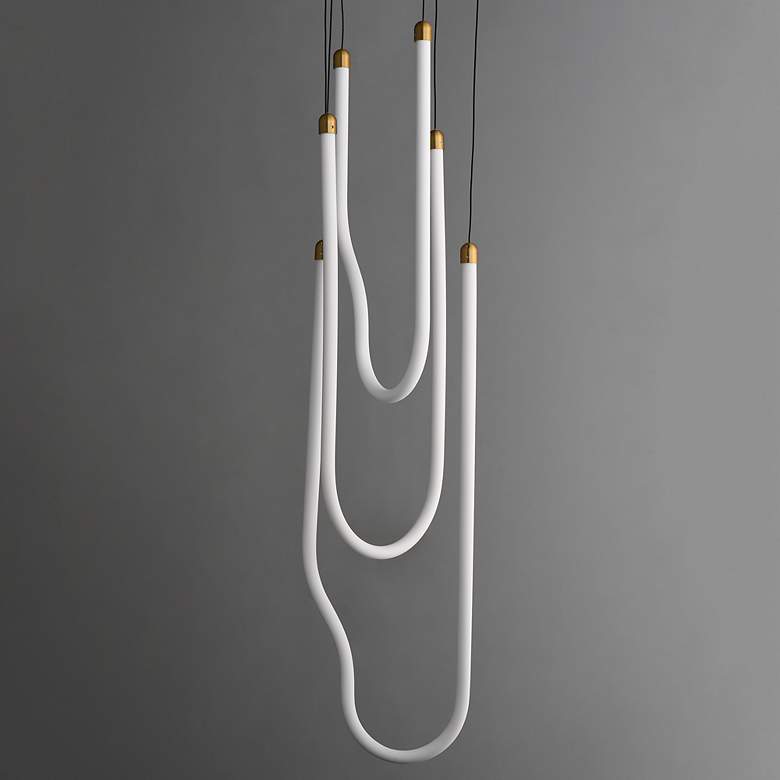 Image 2 ET2 Soleil 13" Wide Natural Aged Brass 3-Light LED Pendant more views