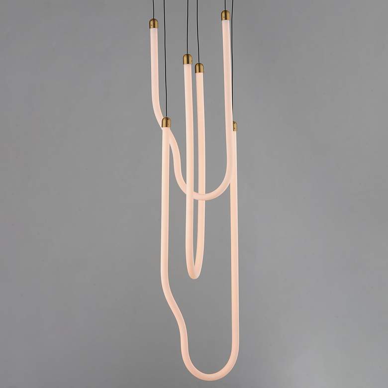 Image 3 ET2 Soleil 13" Wide Natural Aged Brass 3-Light LED Pendant more views
