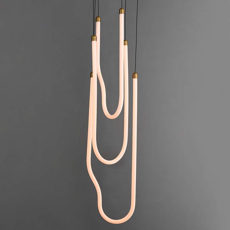 Image 4 ET2 Soleil 13" Wide Natural Aged Brass 3-Light LED Pendant more views