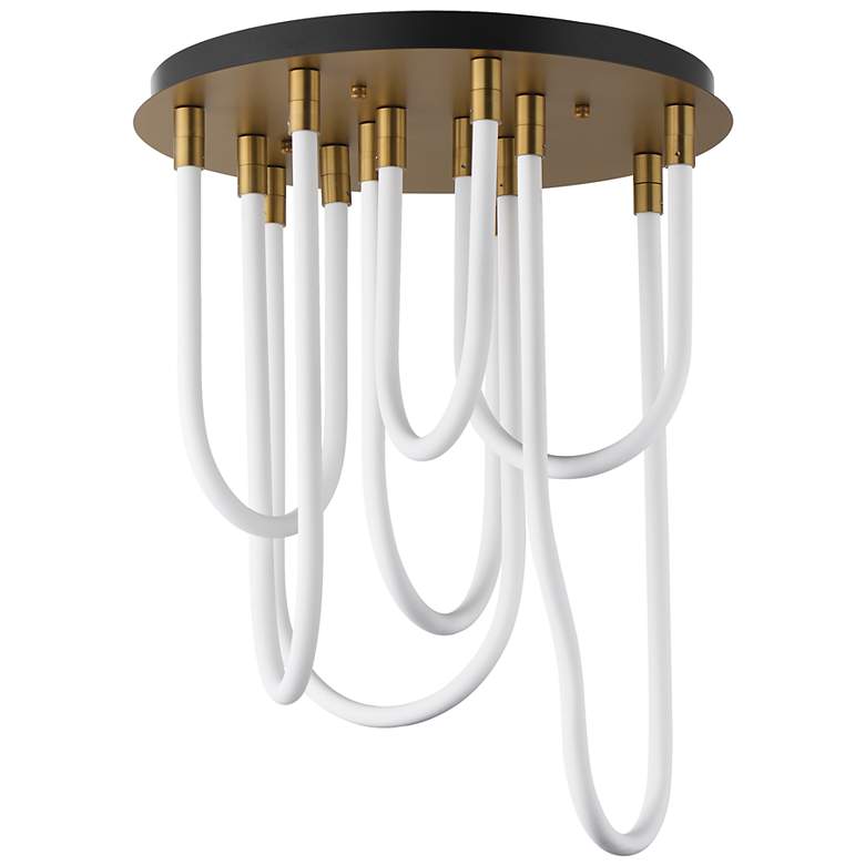 Image 1 ET2 Soleil 20" Natural Aged Brass 7-Light LED RD Flush Mount