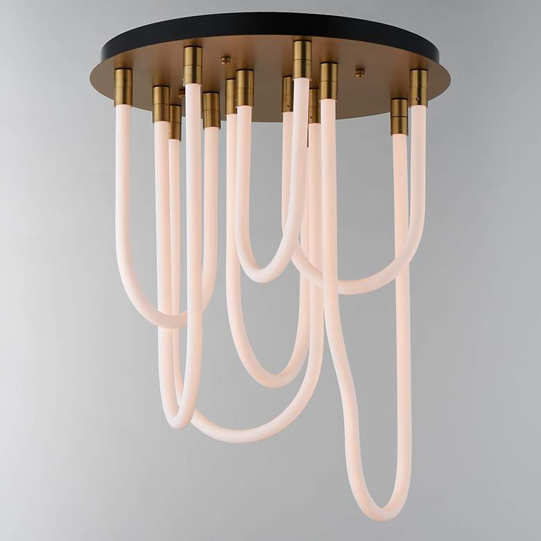 Image 3 ET2 Soleil 20" Natural Aged Brass 7-Light LED RD Flush Mount more views