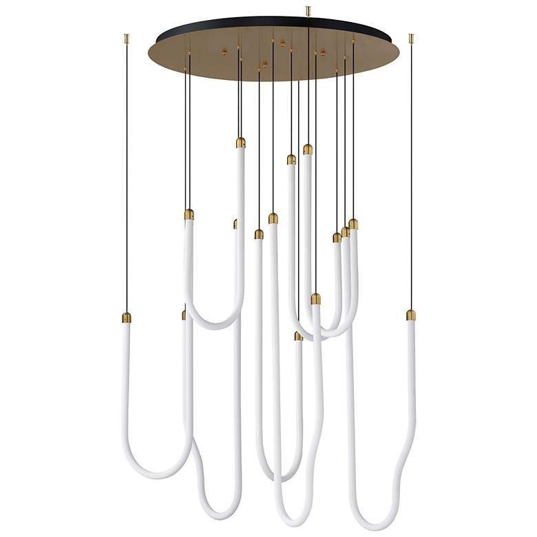 Image 1 ET2 Soleil 35 1/2" Natural Aged Brass 8-Light LED Pendant