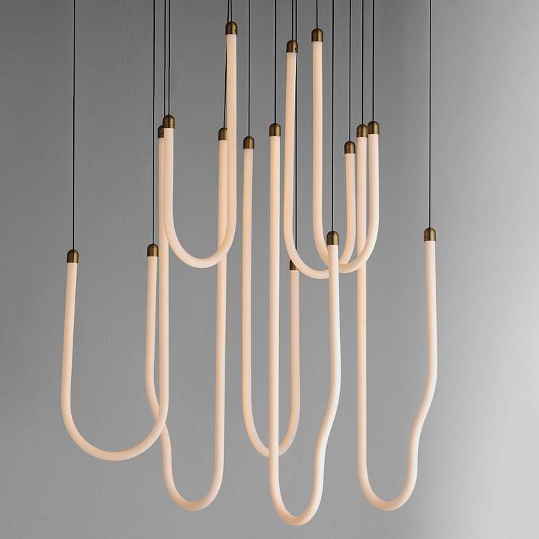 Image 2 ET2 Soleil 35 1/2" Natural Aged Brass 8-Light LED Pendant more views