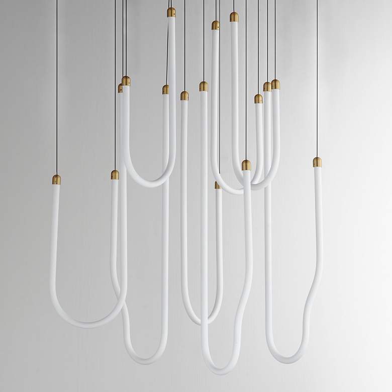 Image 3 ET2 Soleil 35 1/2" Natural Aged Brass 8-Light LED Pendant more views