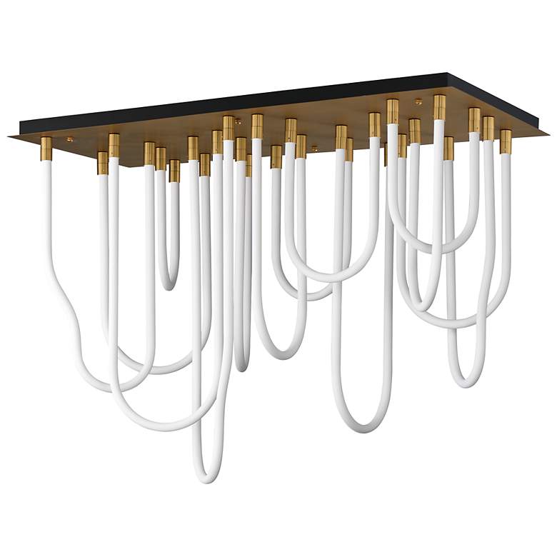 Image 1 ET2 Soleil 42" Natural Aged Brass 14-Light LED SQ Flush Mount