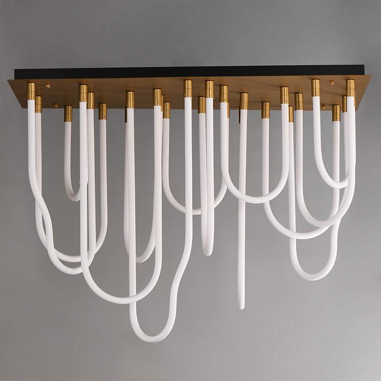 Image 2 ET2 Soleil 42" Natural Aged Brass 14-Light LED SQ Flush Mount more views