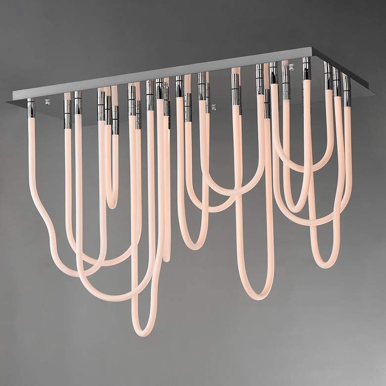 Image 3 ET2 Soleil 42" Polished Chrome 14-Light LED SQ Flush Mount more views